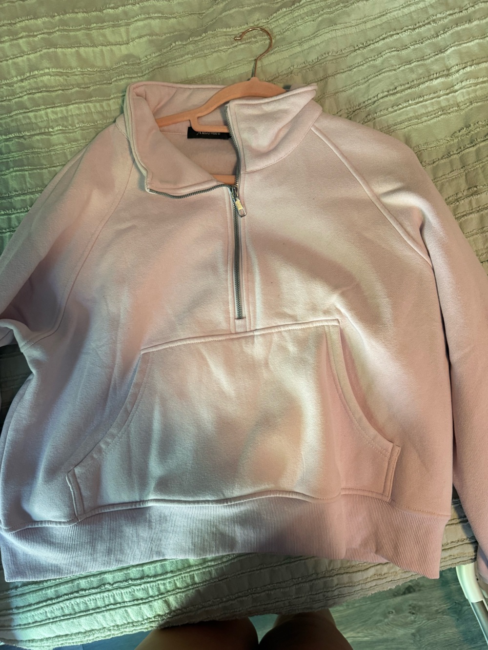 Women's Blush Pink Half-Zip Fleece Pullover Jacket